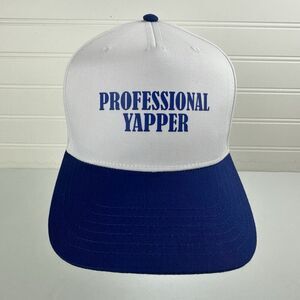 Professional Yapper Snapback Hat Funny Sarcastic Talker Blue White Trucker Cap